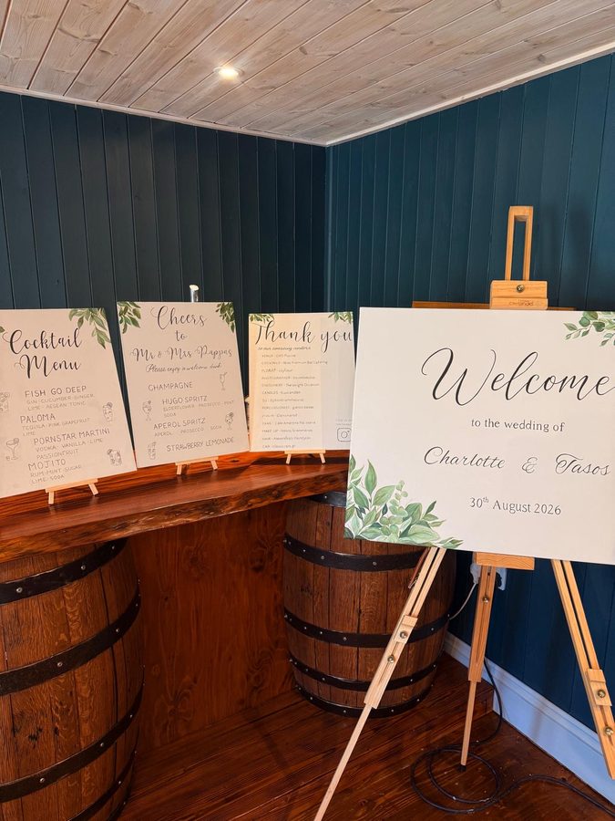 Coordinated hand-painted wedding signage collection by The Wright Occasion