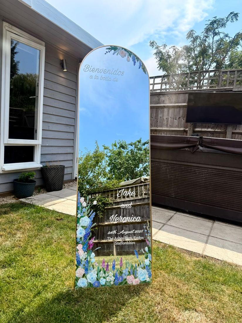 Full length wedding welcome mirror