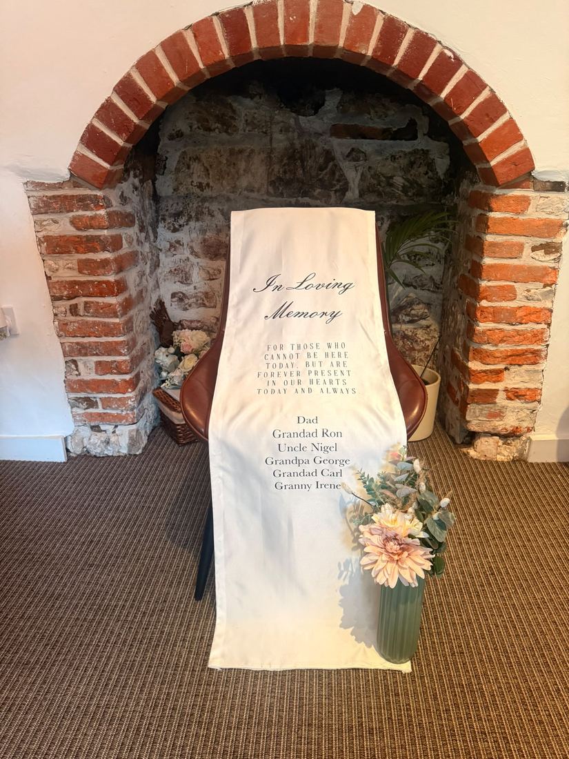 In loving memory chair drape