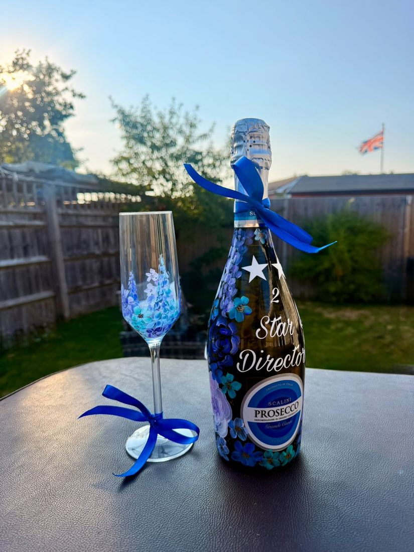 Personalised prosecco gift bottle and glass