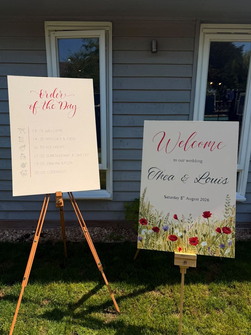 Thea and Louis wildflower welcome sign